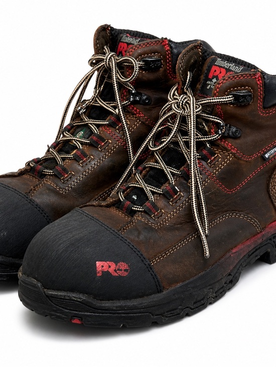 Timberland Other - Timberland PRO Men's Brown Leather Work Boots with Black Toe and Red Accents